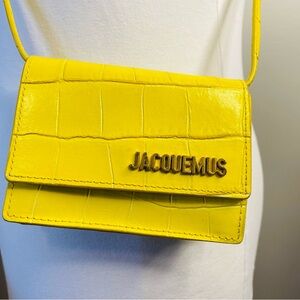 Jacquemus Le Bello Croc Embossed Yellow Crossbody Bag Authentic w/ Tags
